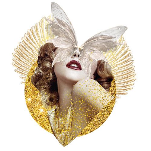 Vrouw van Goud in retro stijl van Collage Aday