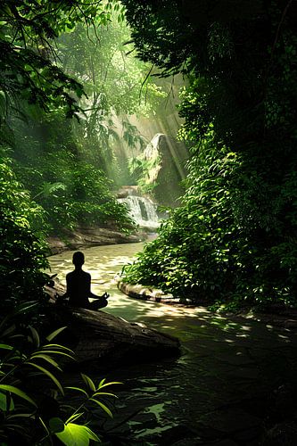 Mediterende persoon in het bos