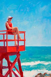 Wachturm am Meer in der Sonne von Poster Art Shop