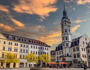 Rathaus mit Marktplatz von Gera in Thüringen, Ostdeutschland