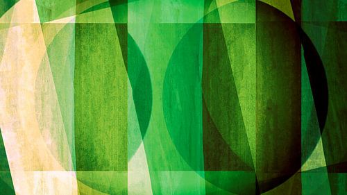 Mid Century Bauhaus shapes in meditative green colours