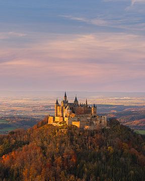 Kasteel Hohenzollern bij zonsondergang, Baden-Württemberg, Duit van Henk Meijer Photography