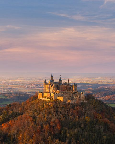 Château de Hohenzollern au coucher du soleil, Bade-Wurtemberg, Allemagne par Henk Meijer Photography