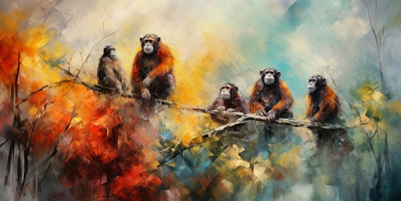 Des singes au sommet des arbres par ARTemberaubend