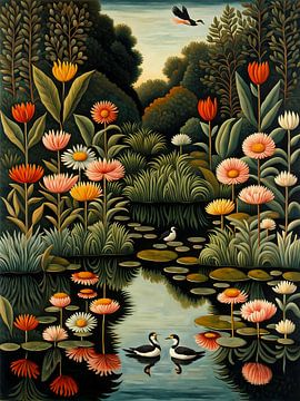 Birdsong Watergarden van Artclaud
