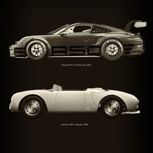 Porsche 911 GT-3 RS 2021 versus Porsche 550 Spyder