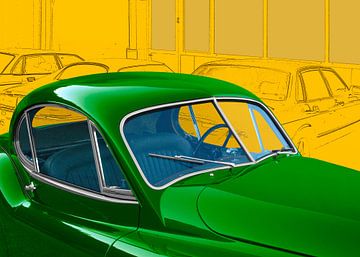 Jaguar XK 120 in groen en geel