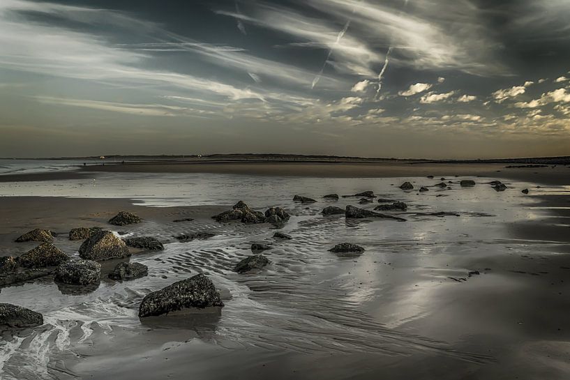 Eb strand Zeeland bij zonsondergang van Bianca Boogerd