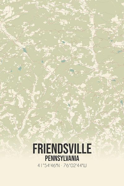 Alte Karte von Friendsville (Pennsylvania), USA. von Ortsdrucke