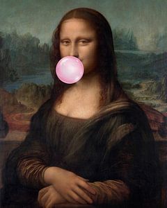 Mona Lisa mit Kaugummiblase und frechem Retro Pop Art