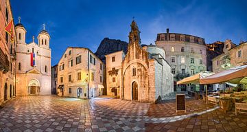 Nachtpanorama van Kotor, Montenegro van Michael Abid