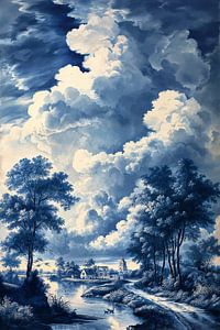 Landscape in Delft Blue atmosphere