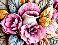 Sculpted Floral Fantasy in Pink and Gold