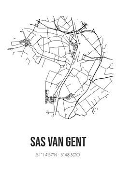 Sas van Gent (Zeeland) | Landkaart | Zwart-wit van Rezona