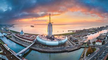 Panoramic view of the New Harbour in Bremerhaven, Germany
