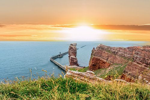 Zonsondergang op Helgoland aan de Noordzee