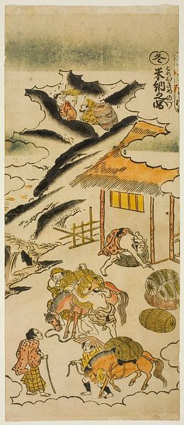 Torii Kiyomasu II - Winter, Storing Rice von Peter Balan