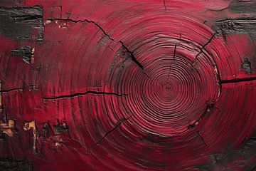 Houtringen in Vuurrood Tijd en Textuur van Eva Lee