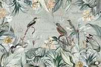 Forêt tropicale vintage exotique et jungle d'oiseaux