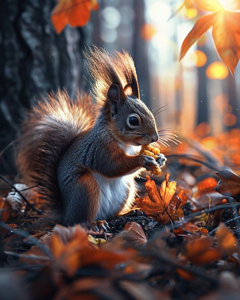 Süßes Eichhörnchen Wald von fernlichtsicht