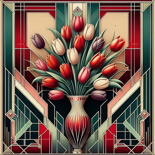 Vase avec tulipes Art Déco sur Tatjana Korneeva