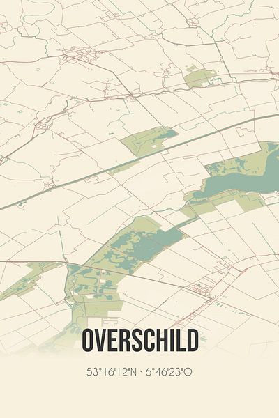 Vintage map of Overschild (Groningen) by Prints of Place
