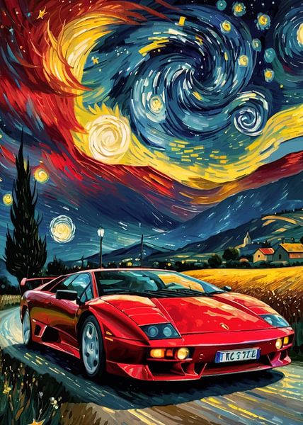 La Lamborghini Diablo rouge nuit étoilée par MIROKKU