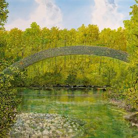 Bridge over pond by Art Demo