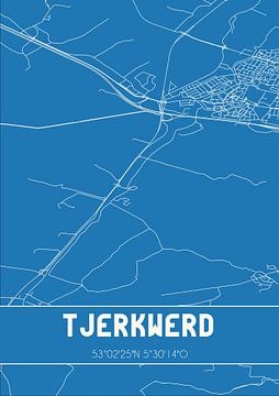 Blauwdruk | Landkaart | Tjerkwerd (Fryslan) van Rezona