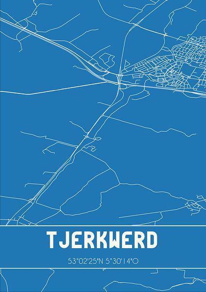 Blaupause | Karte | Tjerkwerd (Fryslan) von Ortsdrucke