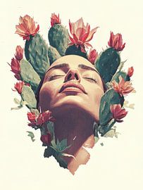 Frau mit Kaktusblüten von Franka Poulain