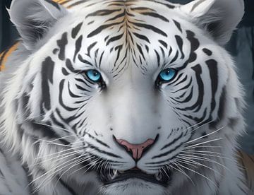 AI Albino Tijger close up.