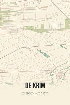 Vintage landkaart van De Krim (Overijssel) van Rezona
