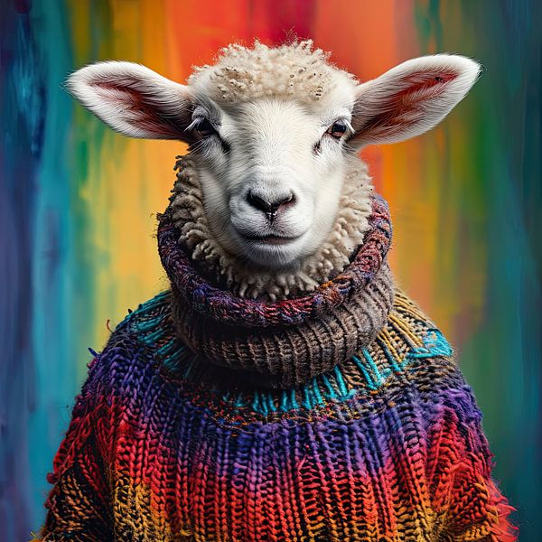 Wool and Colour: Sheep portrait for creatives by Vlindertuin-Art
