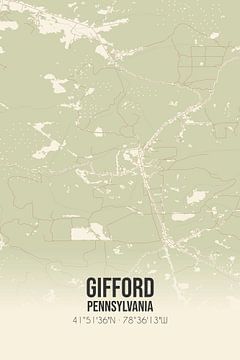 Vintage landkaart van Gifford (Pennsylvania), USA. van Rezona