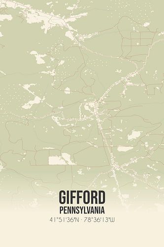 Vintage landkaart van Gifford (Pennsylvania), USA.