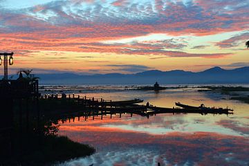 sunset Inle lake Myanmar