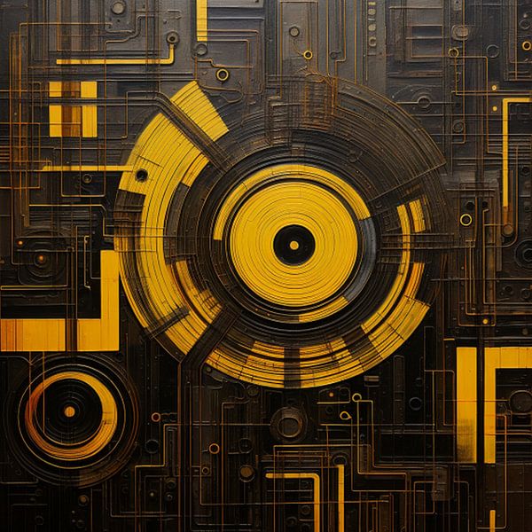 Mechanical composition - strange yellow by Gabriela Rubtov