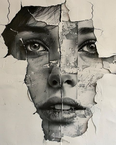 Cracked Paper Portrait Woman by It starts with Art