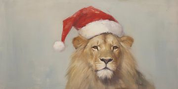 Lion coiffé d'un bonnet de Père Noël sur Whale & Sons