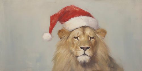 Lion with Santa hat on