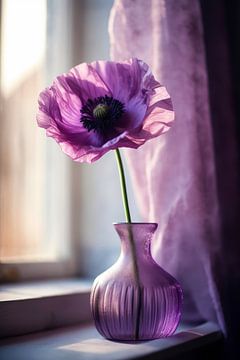 Purple Poppy In Vase by Treechild