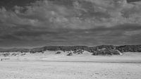 Amelander strand in zwart-wit