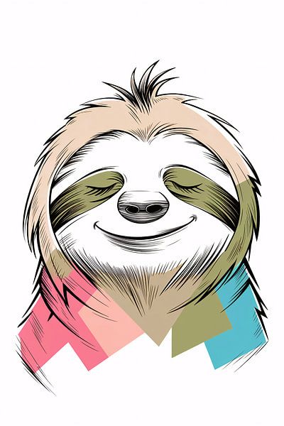 Art du paresseux souriant et coloré par Imperial Art House