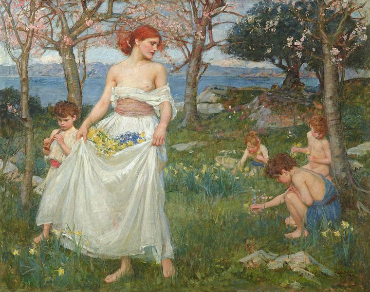 John William Waterhouse - A Song of Springtime by 1000 Schilderijen