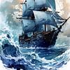 Zeilschip Blauwe Golven van rinda ratuliu