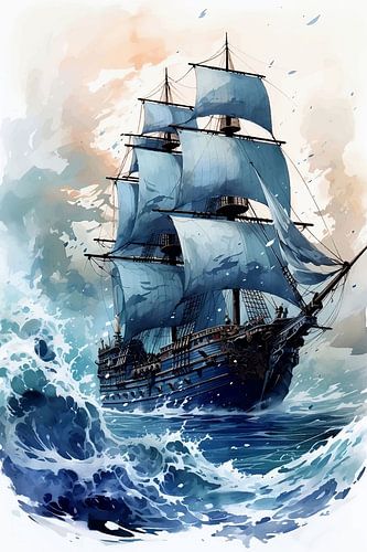Zeilschip Blauwe Golven van rinda ratuliu