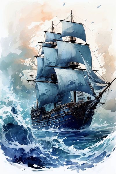 Zeilschip Blauwe Golven van rinda ratuliu