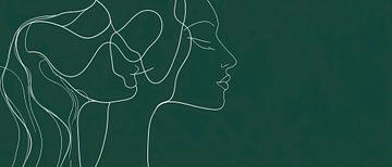 Gezichtsprofiel in een minimalistische lijn van Poster Art Shop