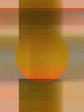 70s retro style abstract geometric art in moss green, burnt orange and neon pink by Dina Dankers